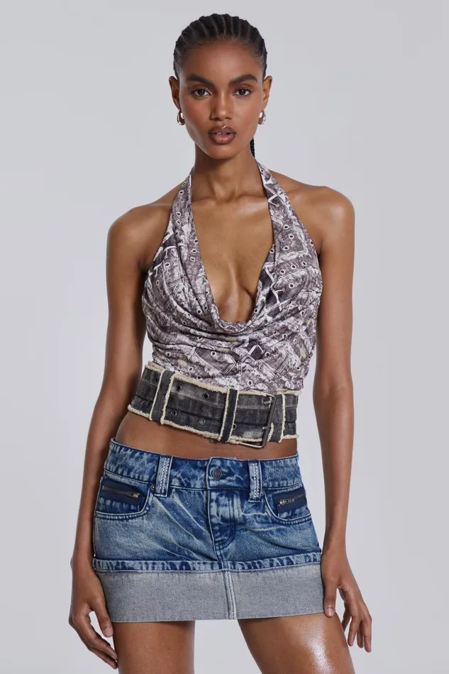 Women Jaded London Denim and Jeans Alexis Diamante Mini Skirt