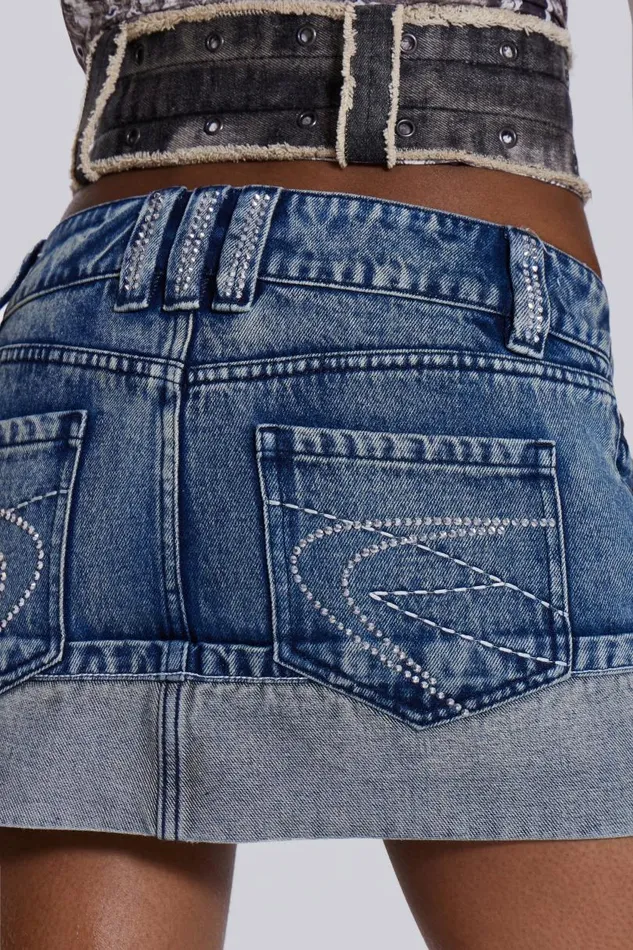 Women Jaded London Denim and Jeans Alexis Diamante Mini Skirt
