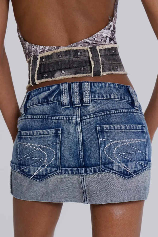 Women Jaded London Denim and Jeans Alexis Diamante Mini Skirt