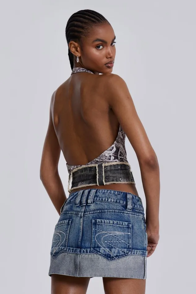 Women Jaded London Denim and Jeans Alexis Diamante Mini Skirt