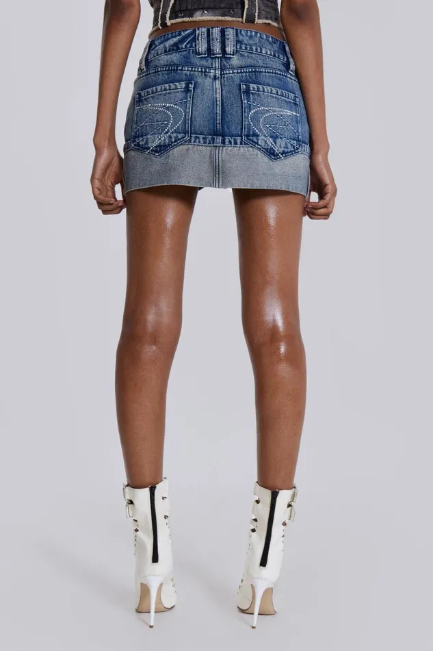 Women Jaded London Denim and Jeans Alexis Diamante Mini Skirt