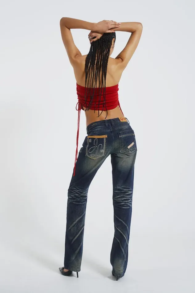 Women Jaded London Denim and Jeans Answerphone Stone Wash Low Rise Jeans