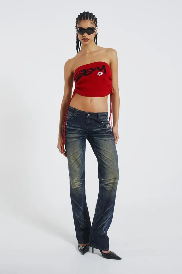 Women Jaded London Denim and Jeans Answerphone Stone Wash Low Rise Jeans