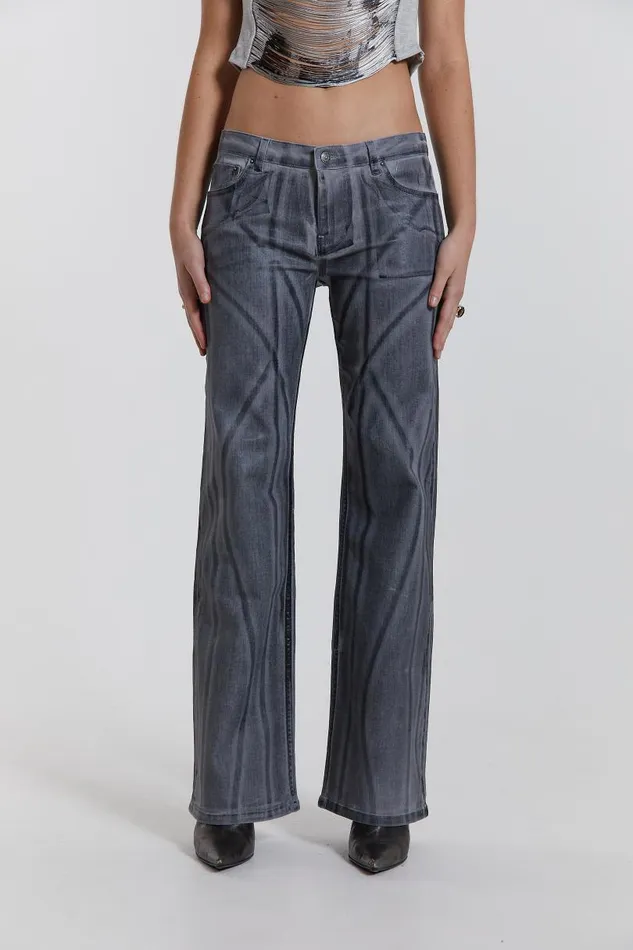 Women Jaded London Denim and Jeans Axel Hand Painted Denim Straight Leg Jeans