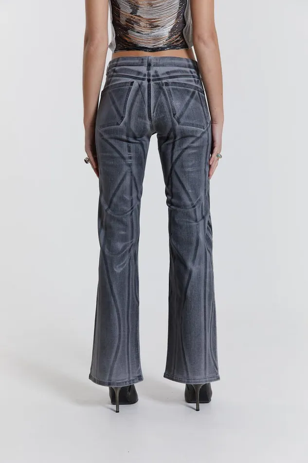 Women Jaded London Denim and Jeans Axel Hand Painted Denim Straight Leg Jeans