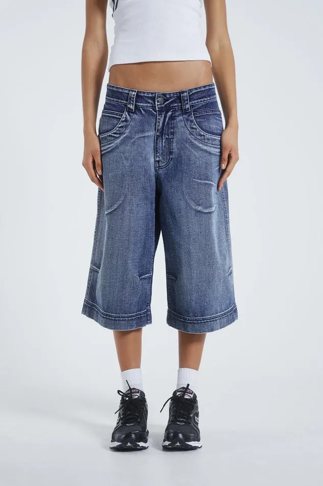 Women Jaded London Denim and Jeans Axle Acid Wash Denim Jorts