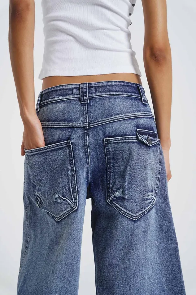 Women Jaded London Denim and Jeans Axle Acid Wash Denim Jorts