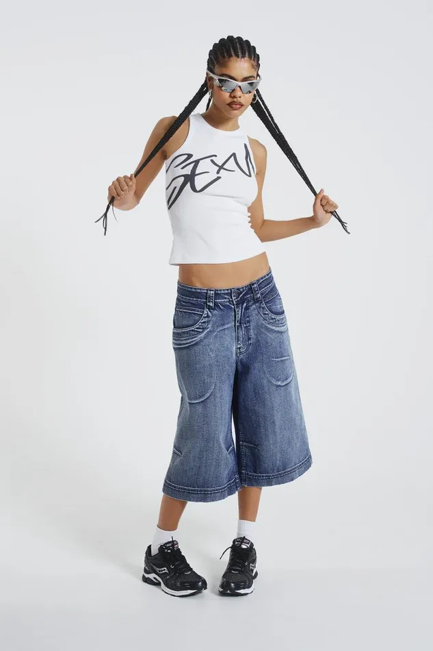 Women Jaded London Denim and Jeans Axle Acid Wash Denim Jorts