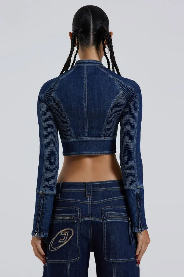 Women Jaded London Denim and Jeans Hudson Indigo Denim Wash Corset Jacket