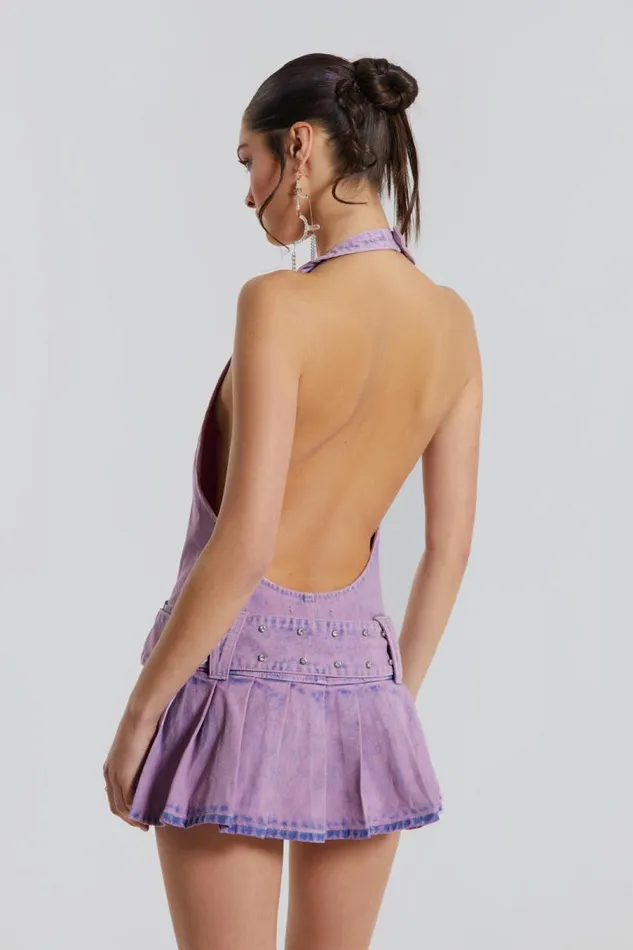 Women Jaded London Denim and Jeans Malibu Plunge Denim Mini Dress