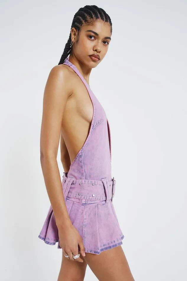 Women Jaded London Denim and Jeans Malibu Plunge Denim Mini Dress