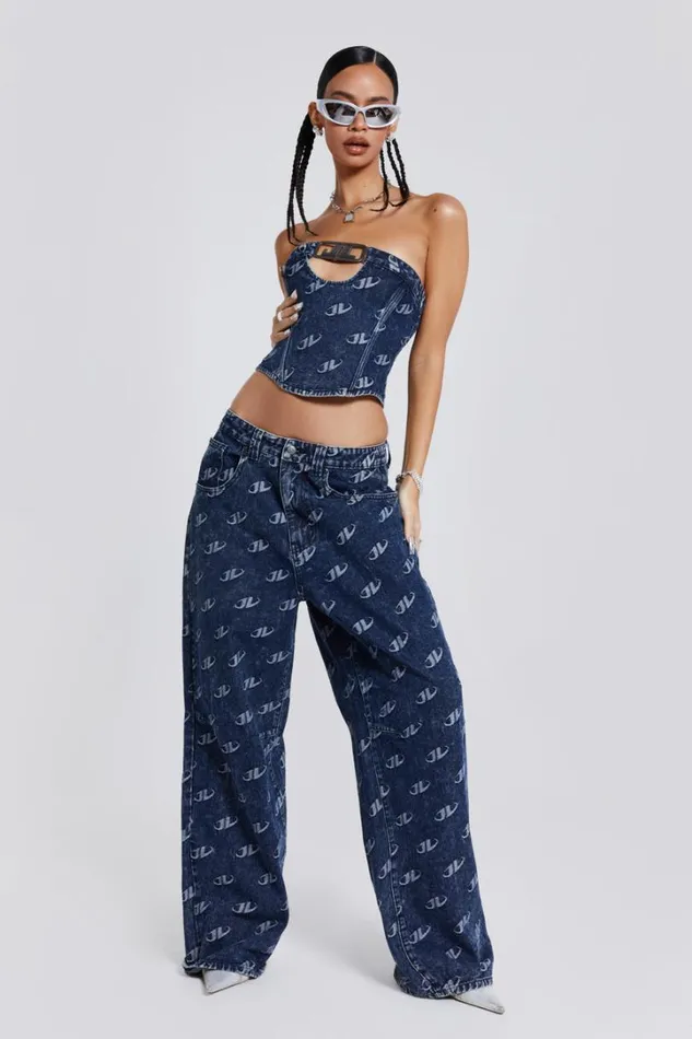 Women Jaded London Denim and Jeans Monogram Baggy Jeans