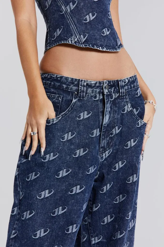 Women Jaded London Denim and Jeans Monogram Baggy Jeans