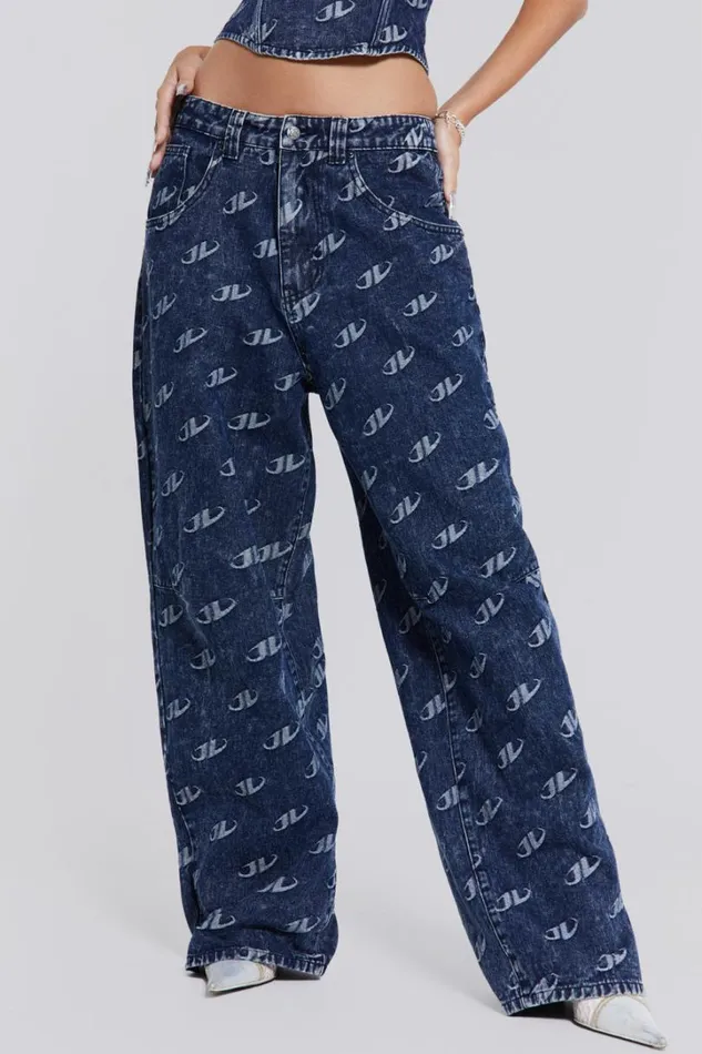 Women Jaded London Denim and Jeans Monogram Baggy Jeans