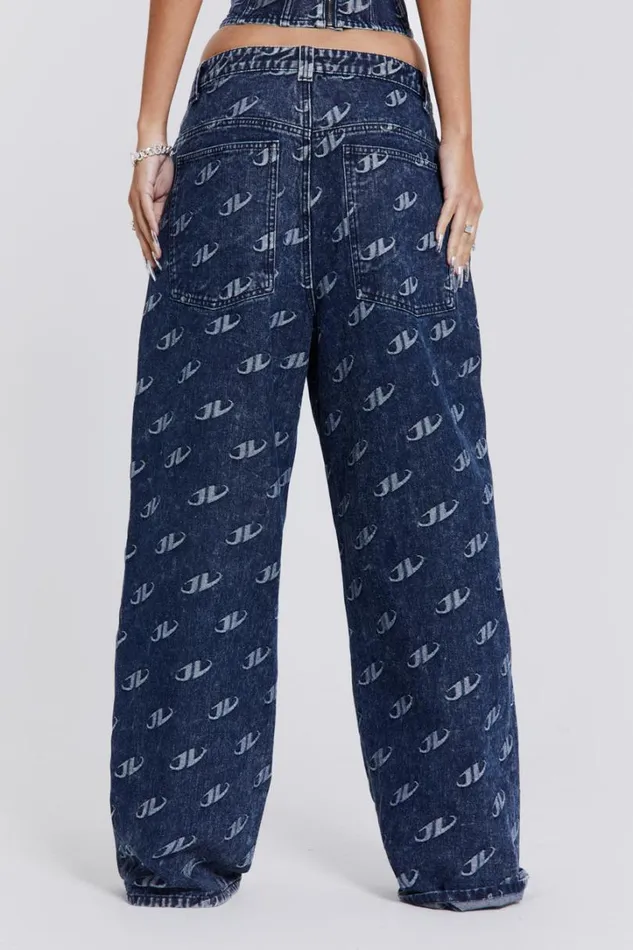 Women Jaded London Denim and Jeans Monogram Baggy Jeans