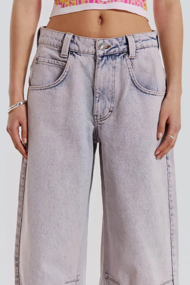 Women Jaded London Denim and Jeans Pink Wash Acid Colossus Baggy Jeans
