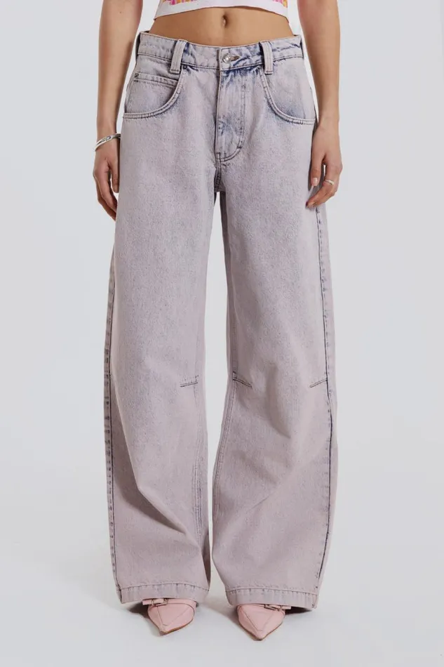 Women Jaded London Denim and Jeans Pink Wash Acid Colossus Baggy Jeans