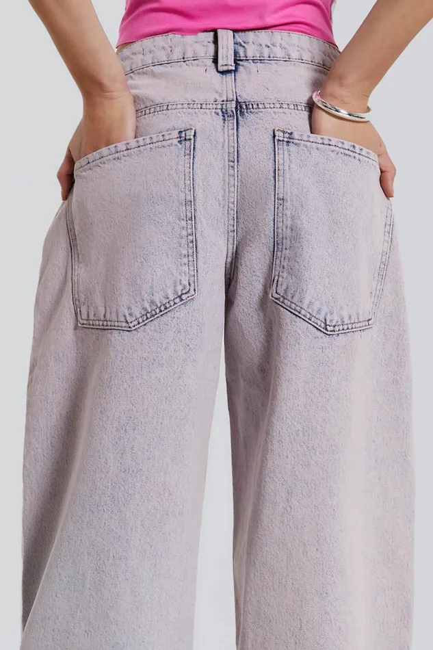 Women Jaded London Denim and Jeans Pink Wash Acid Colossus Baggy Jeans