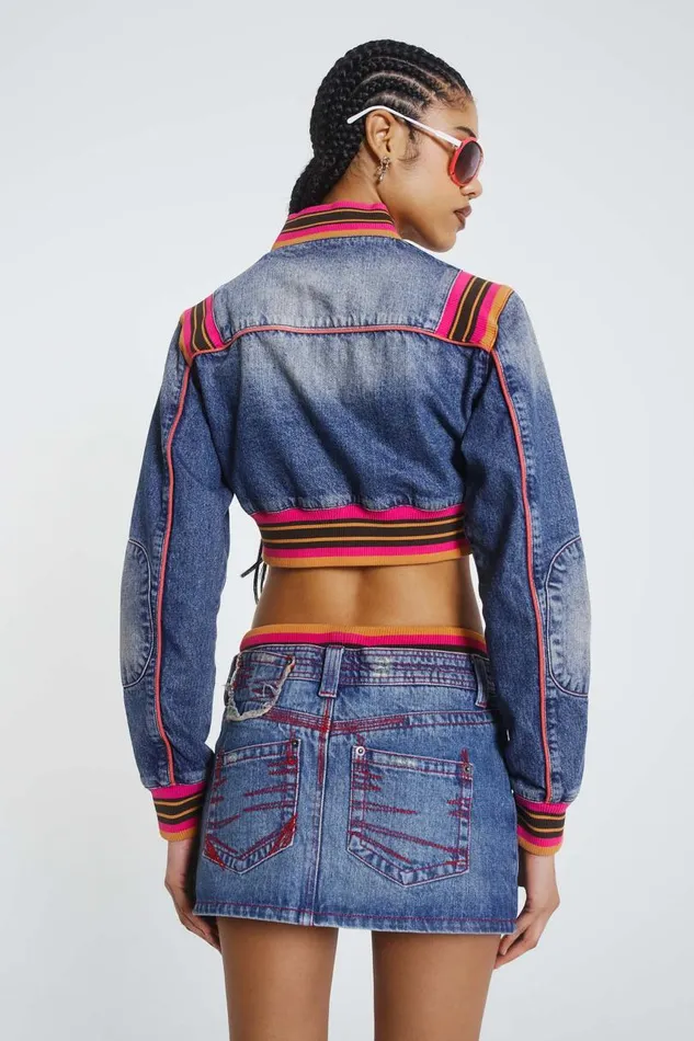 Women Jaded London Denim and Jeans Sherbet Denim Side Pleat Mini Skirt