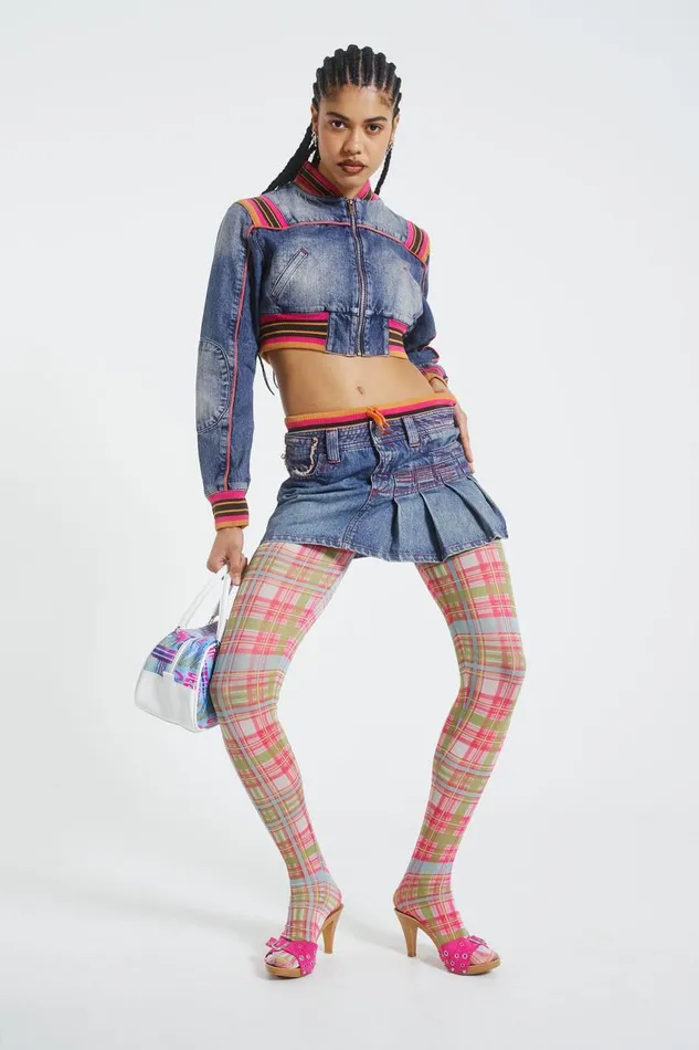 Women Jaded London Denim and Jeans Sherbet Denim Side Pleat Mini Skirt