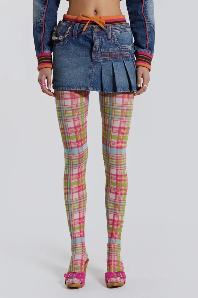Women Jaded London Denim and Jeans Sherbet Denim Side Pleat Mini Skirt
