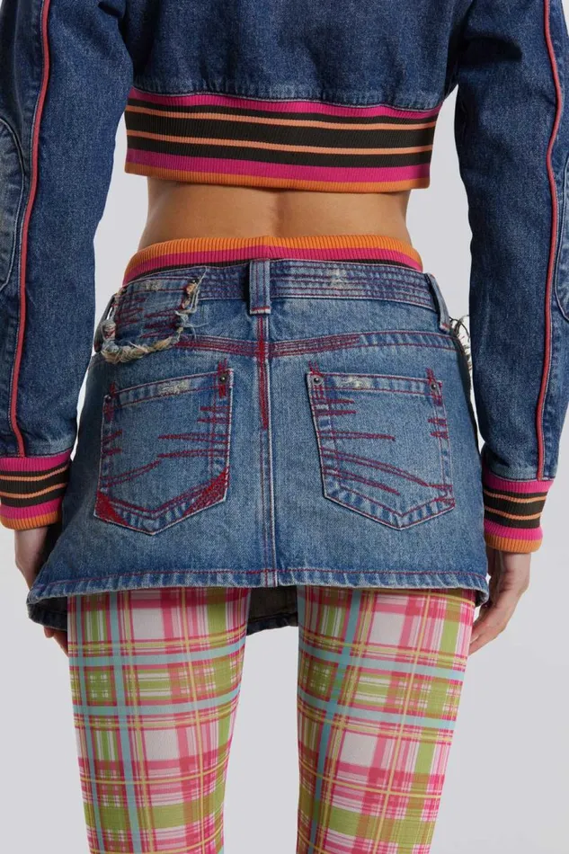 Women Jaded London Denim and Jeans Sherbet Denim Side Pleat Mini Skirt