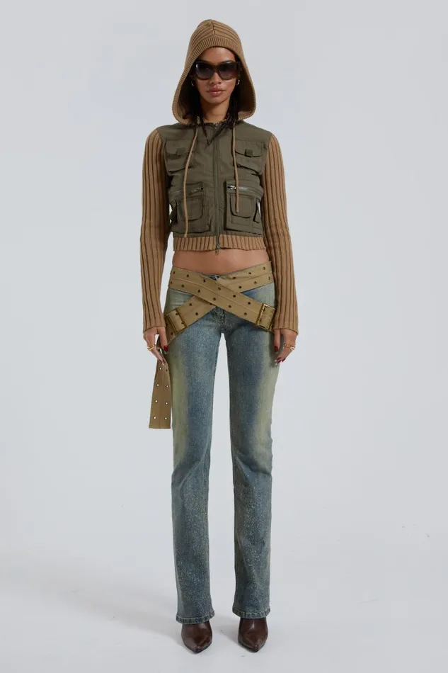 Women Jaded London Denim and Jeans Strap Up Stonewash Jeans