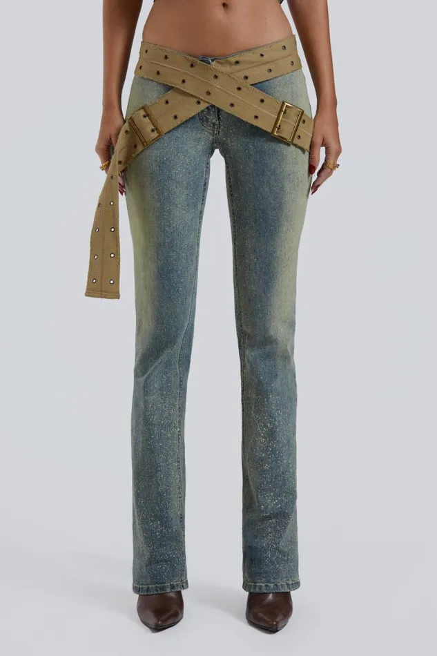 Women Jaded London Denim and Jeans Strap Up Stonewash Jeans