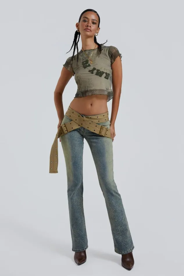 Women Jaded London Denim and Jeans Strap Up Stonewash Jeans