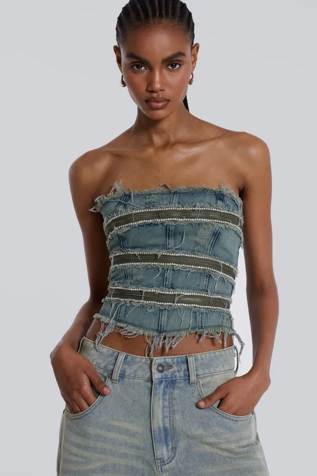 Women Jaded London Denim and Jeans SubRosa Denim Corset Top
