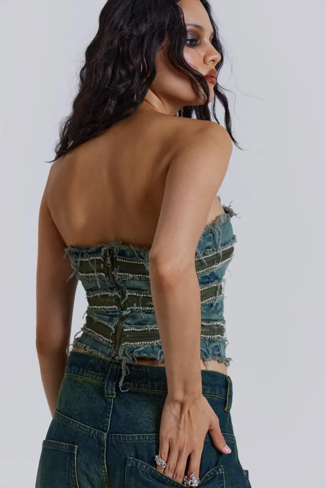 Women Jaded London Denim and Jeans SubRosa Denim Corset Top
