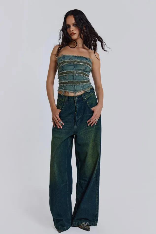 Women Jaded London Denim and Jeans SubRosa Denim Corset Top