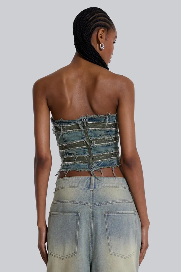 Women Jaded London Denim and Jeans SubRosa Denim Corset Top