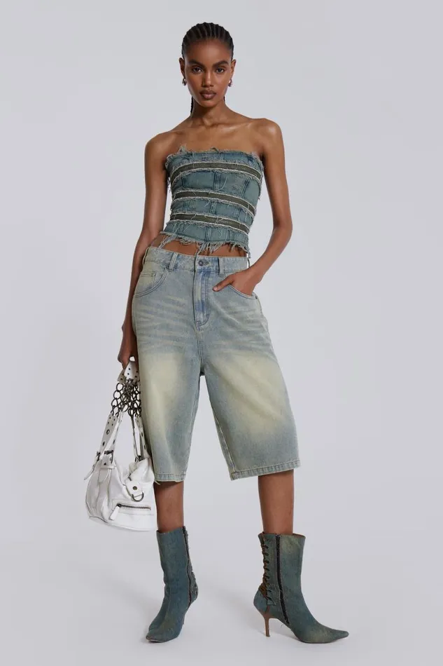 Women Jaded London Denim and Jeans SubRosa Denim Corset Top