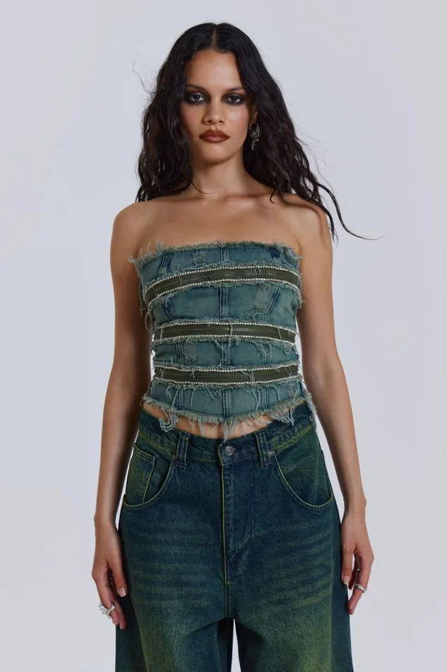 Women Jaded London Denim and Jeans SubRosa Denim Corset Top