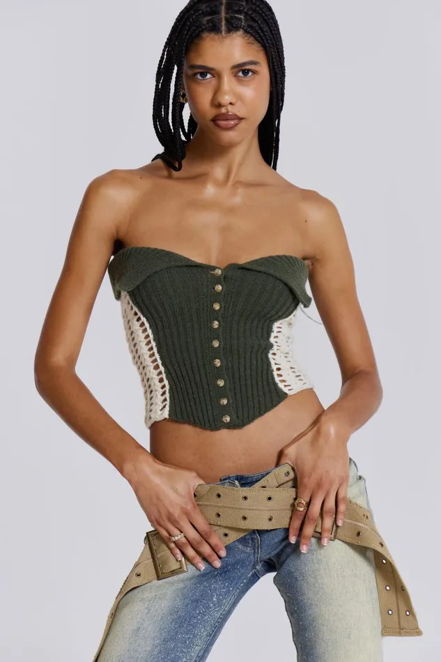 Women Jaded London Knitwear Akio Knitted Corset Top