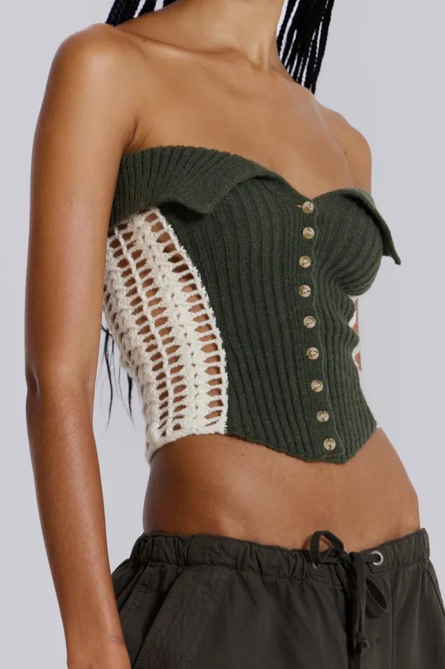 Women Jaded London Knitwear Akio Knitted Corset Top