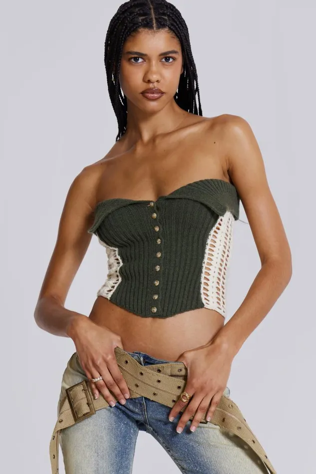 Women Jaded London Knitwear Akio Knitted Corset Top