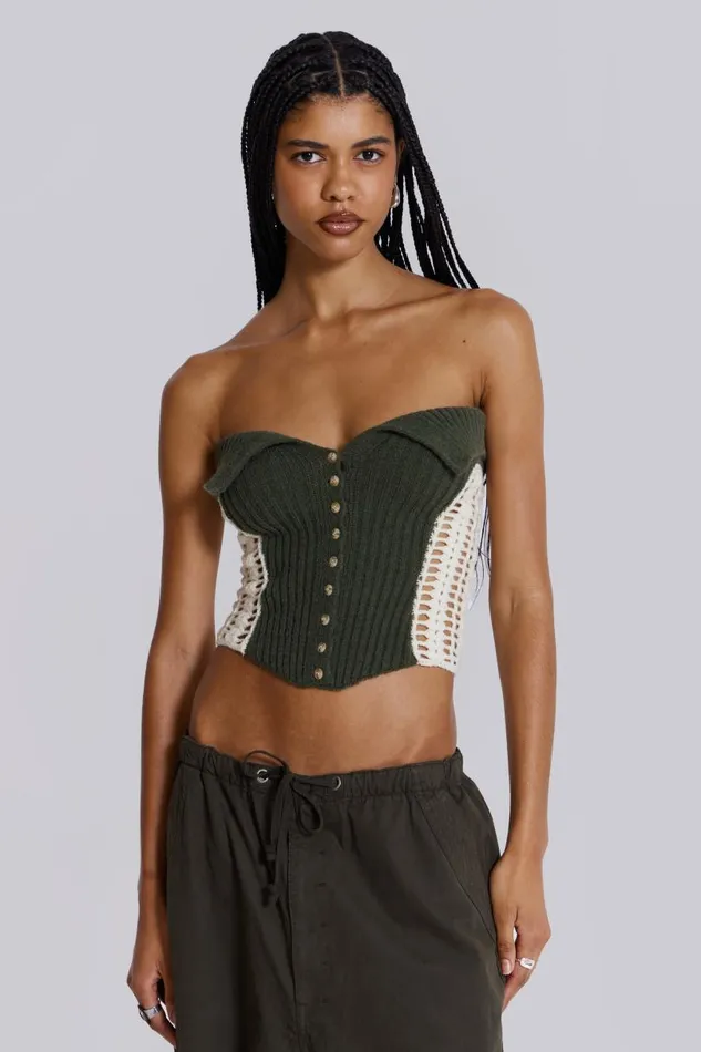 Women Jaded London Knitwear Akio Knitted Corset Top