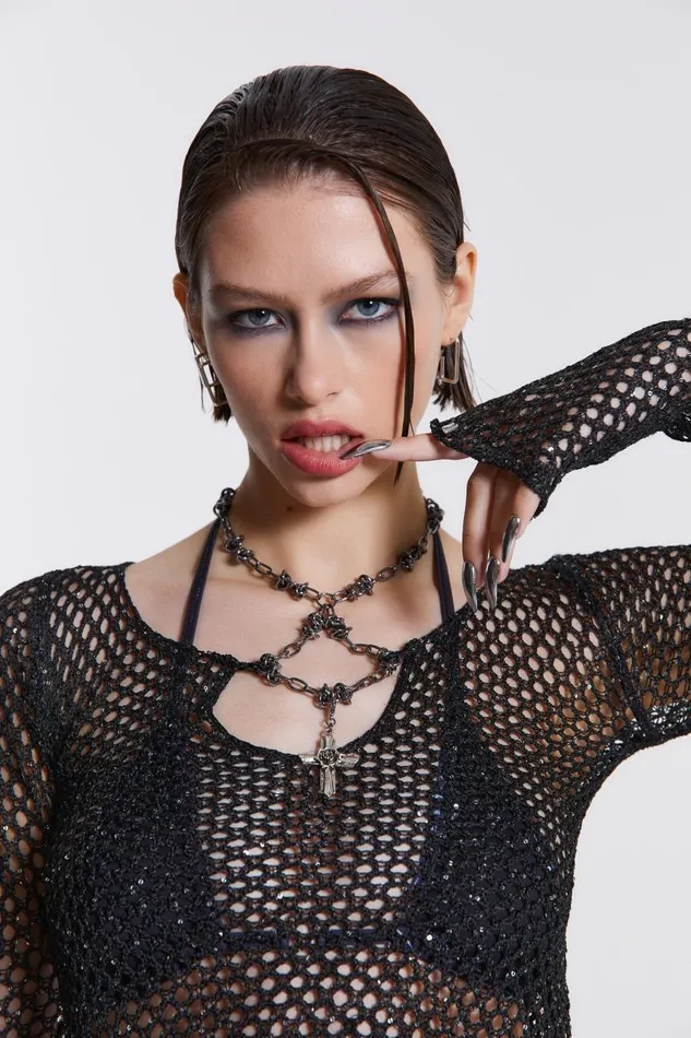 Women Jaded London Knitwear Capella Knitted Top With Hardware Trim