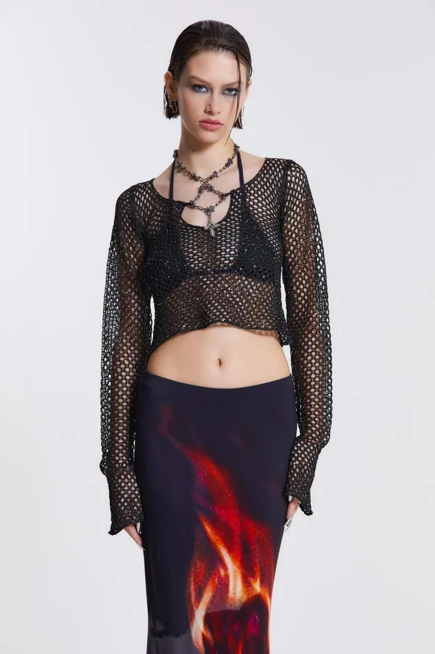 Women Jaded London Knitwear Capella Knitted Top With Hardware Trim