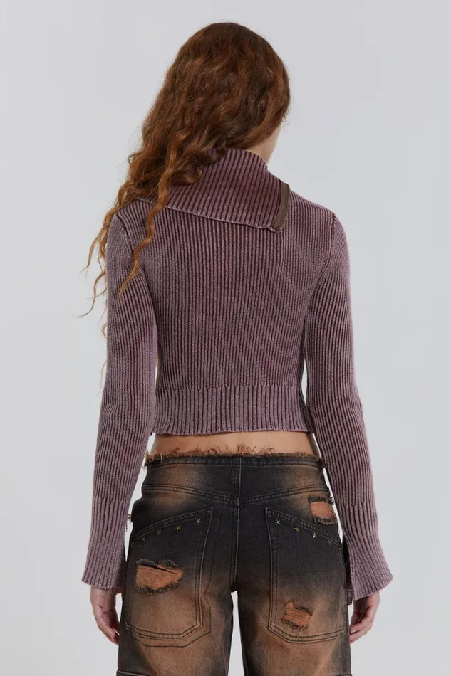 Women Jaded London Knitwear Gaia Knitted Asymmetric Top With Studs