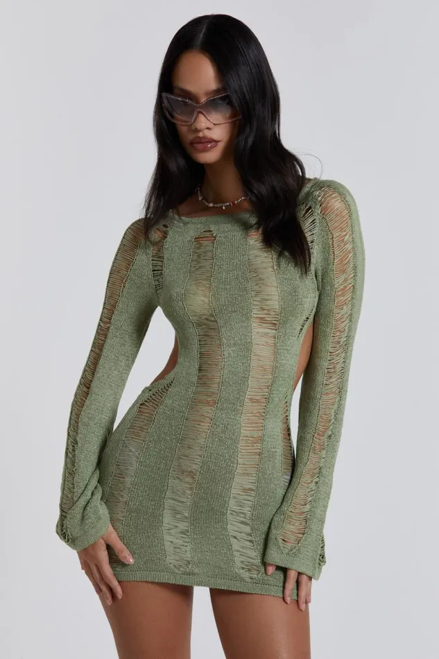Women Jaded London Knitwear Khaki Umbra Mini Dress