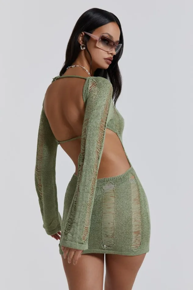Women Jaded London Knitwear Khaki Umbra Mini Dress