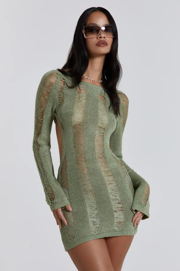 Women Jaded London Knitwear Khaki Umbra Mini Dress