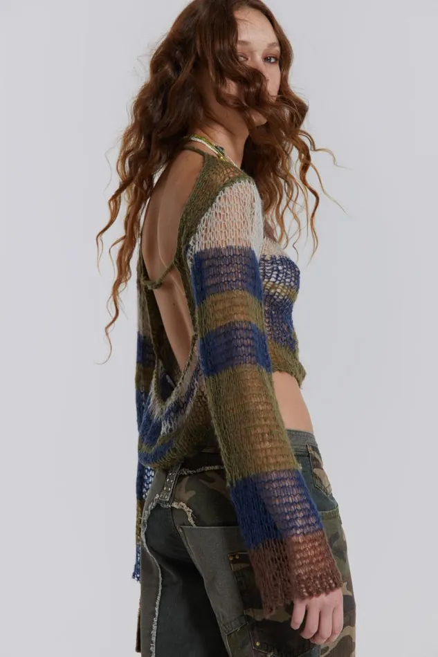 Women Jaded London Knitwear Mercer Knit In Green and Blue