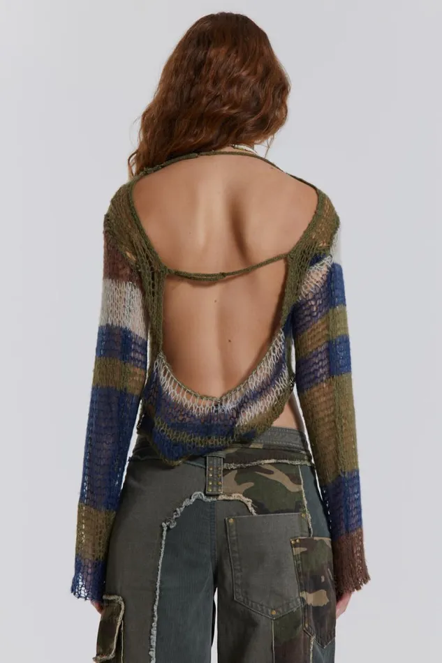 Women Jaded London Knitwear Mercer Knit In Green and Blue