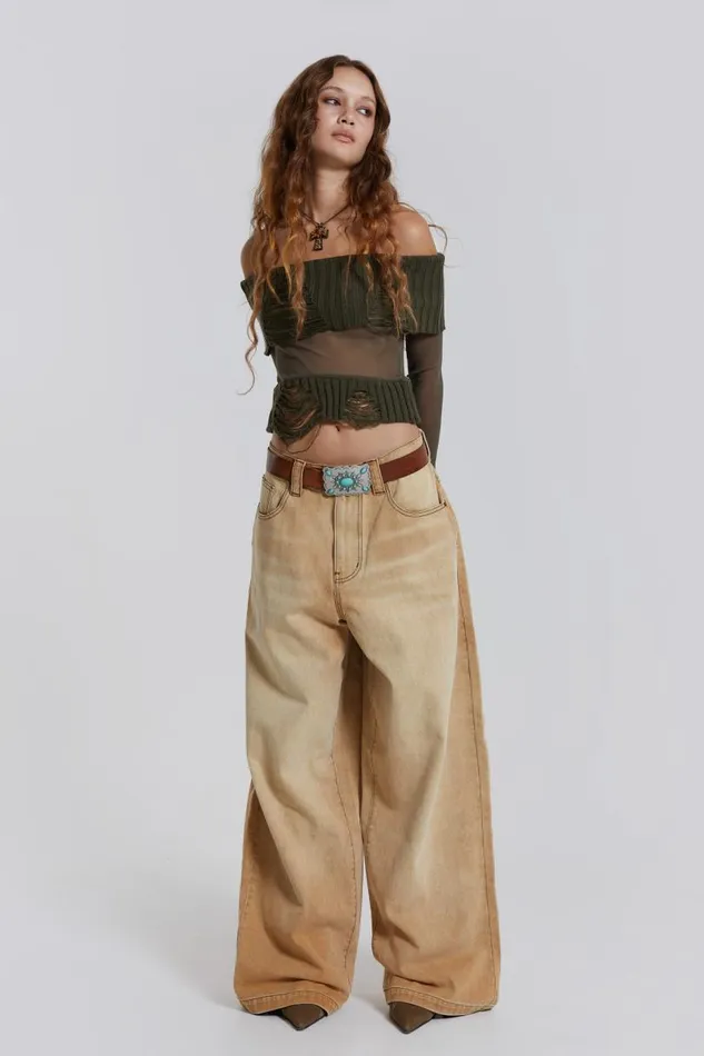 Women Jaded London Knitwear Nova Off The Shoulder Mesh Top
