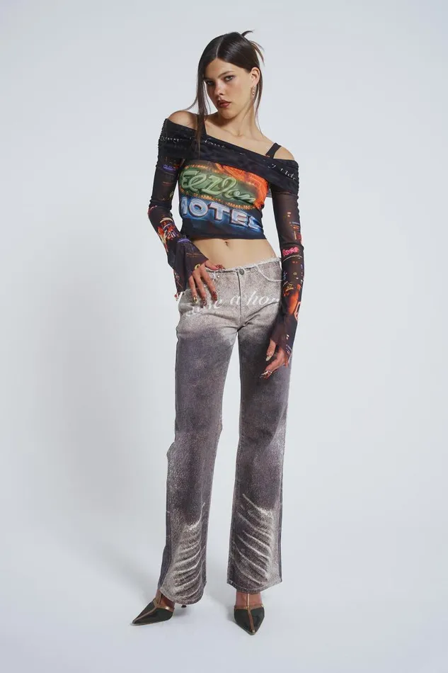 Women Jaded London Long Sleeve Tops Meet At The Motel Mesh Detachable Top