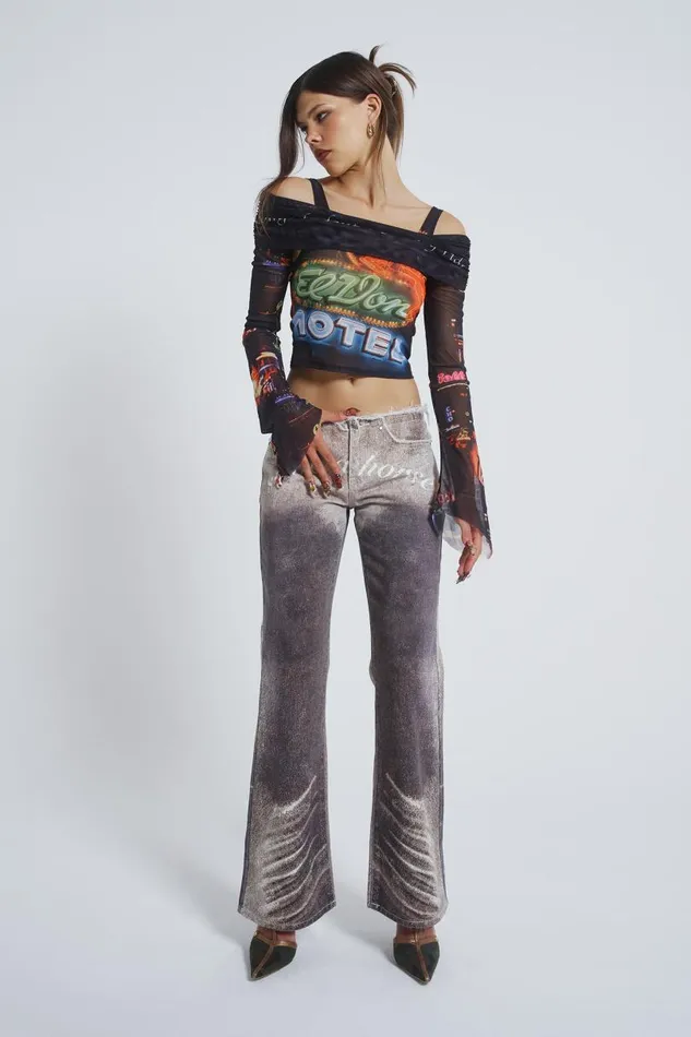 Women Jaded London Long Sleeve Tops Meet At The Motel Mesh Detachable Top